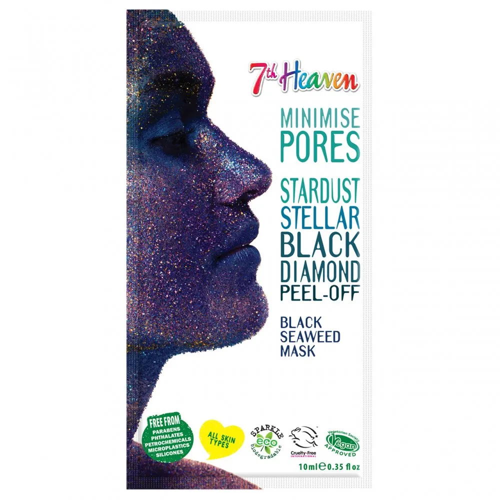 7th Heaven StarDust Stellar Black Diamond Peel-Off Black Seaweed Mask, 10ml