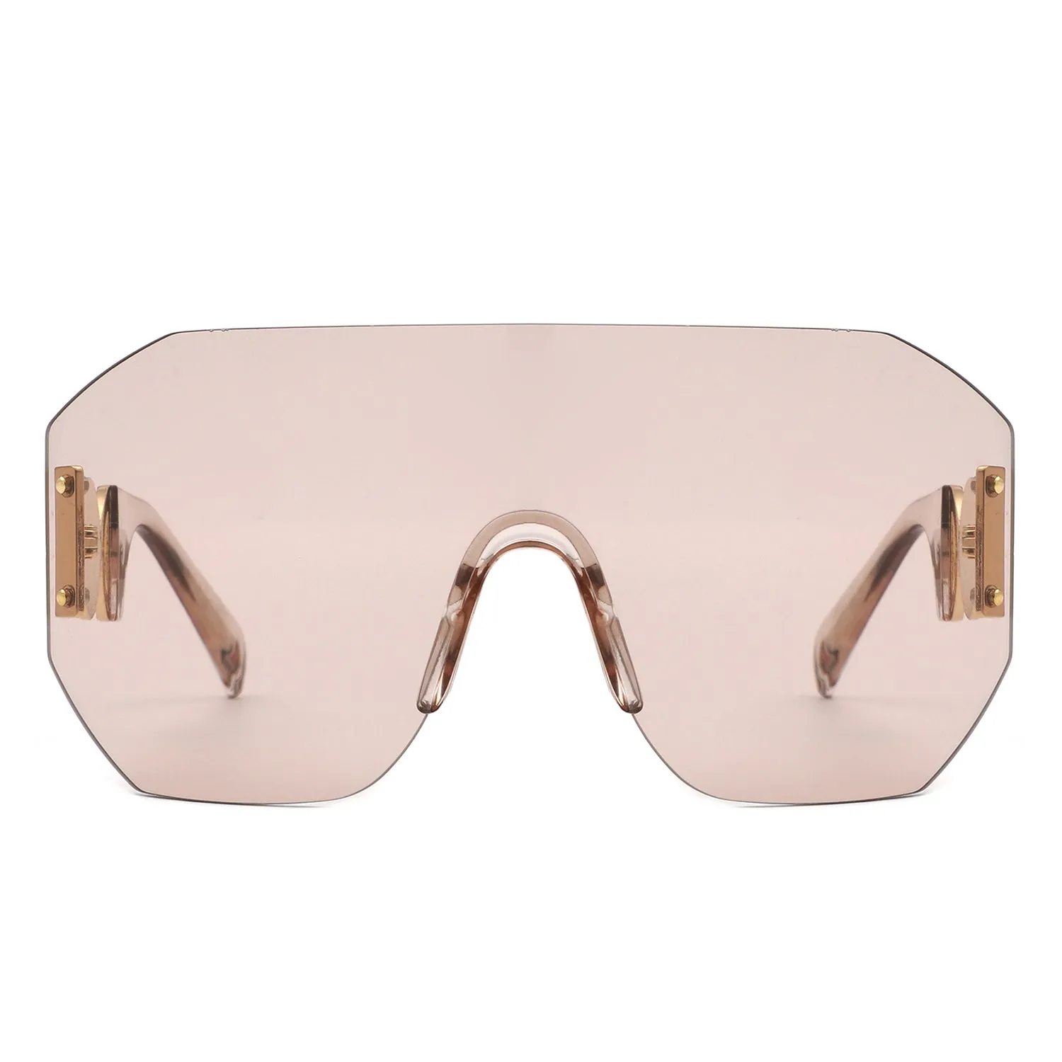 Brio - Oversized Bold Square Retro Rimless Sunglasses