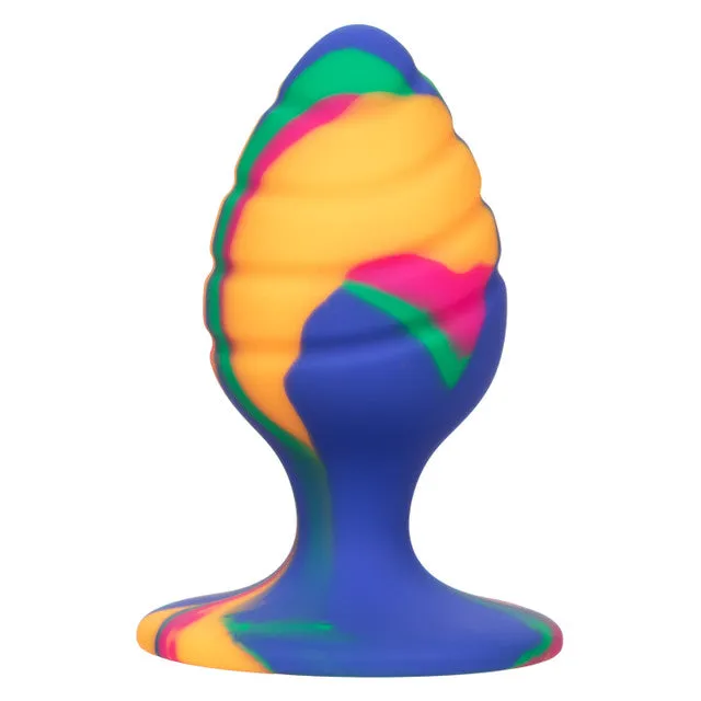 CaleXOtics CHEEKY MEDIUM SWIRL TIE-DYE BUTT PLUG with Suction Cup Multi Coloured