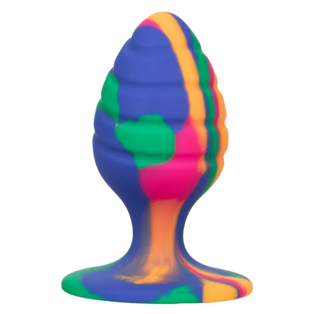 CaleXOtics CHEEKY MEDIUM SWIRL TIE-DYE BUTT PLUG with Suction Cup Multi Coloured