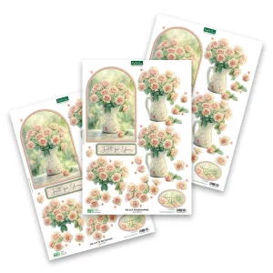 Die Cut Decoupage – Jug of Roses (pack of 3)