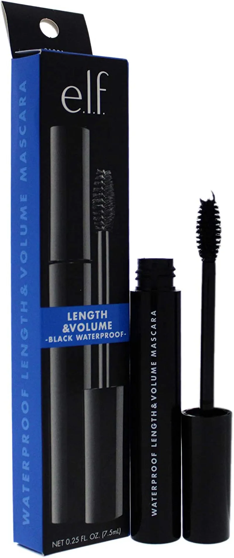 e.l.f. Waterproof Lengthening & Volumizing Mascara, Create Longer & Thicker-Looking Lashes, Black, 0.25 Fl Oz (7.5Ml)