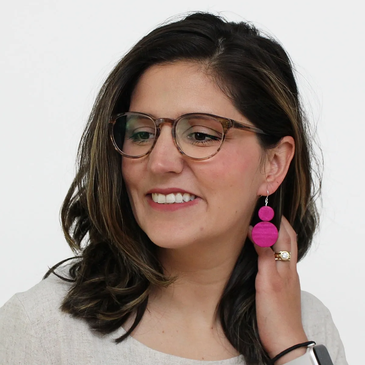 Fuchsia Double Bead Sarah Earrings