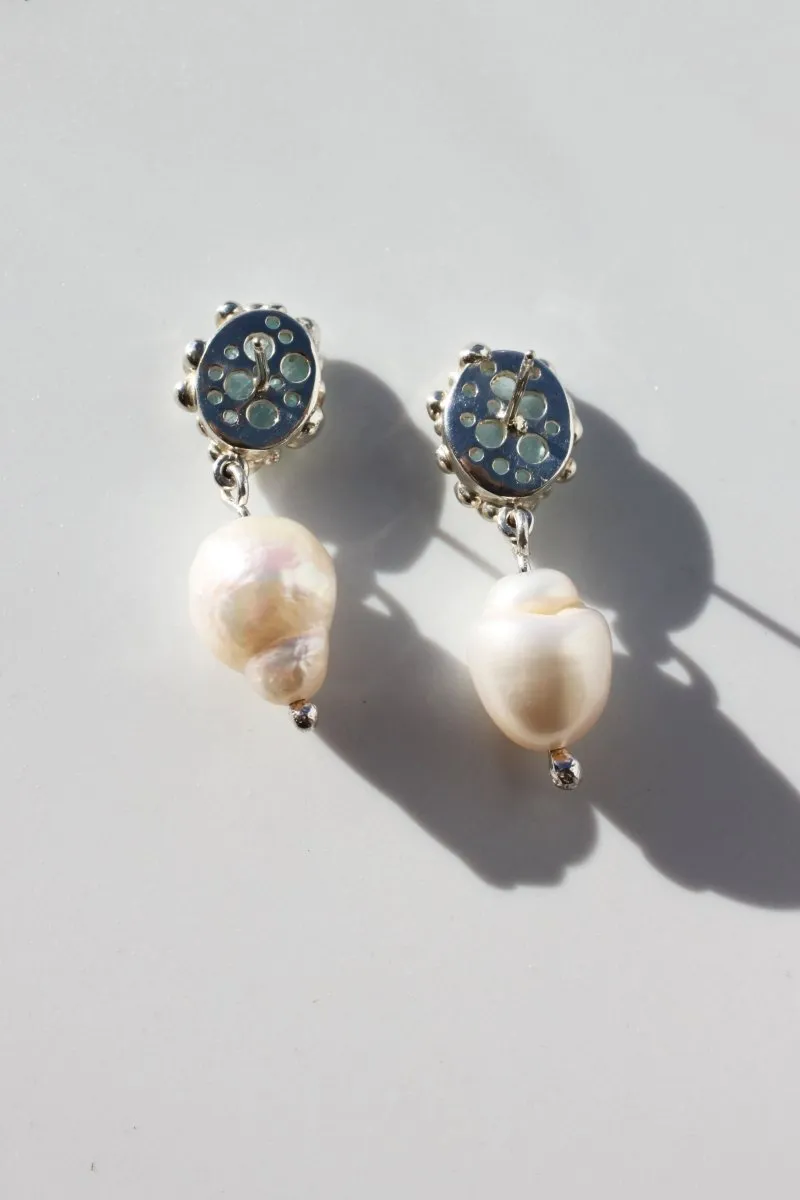 House of Hudson Blobby Aqua and Pearl Blob Earrings