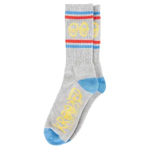 Krooked Eyes Crew Socks - Heather/Yellow/Blue/Red