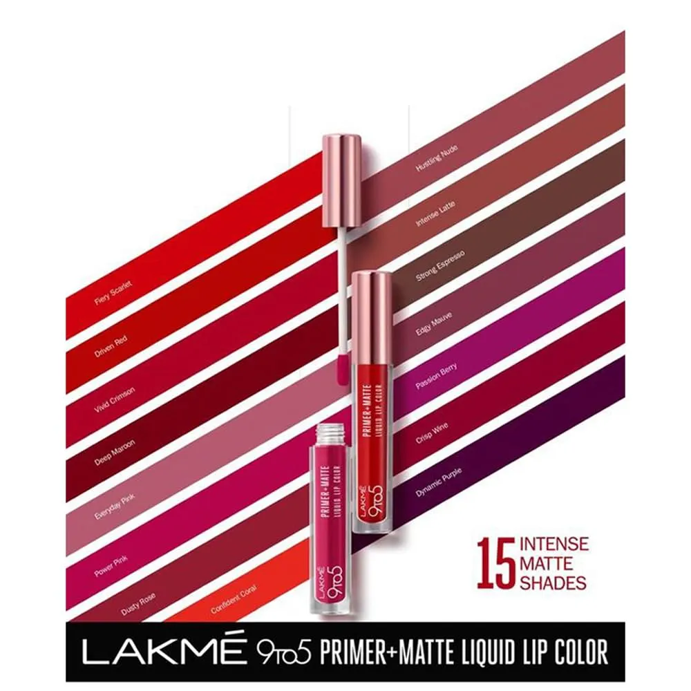 Lakme 9 to 5 Primer   Matte Liquid Lipstick - Mr4 Deep Maroon, 4.2 ml