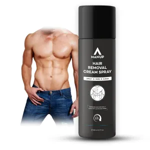 Man-Up Hair Removal Cream Spray | Painless Hair Remover Spray for Chest, Back, Armpits, Legs, Arms & Intimate Areas | Pleasant Smell | For Men – 200ml