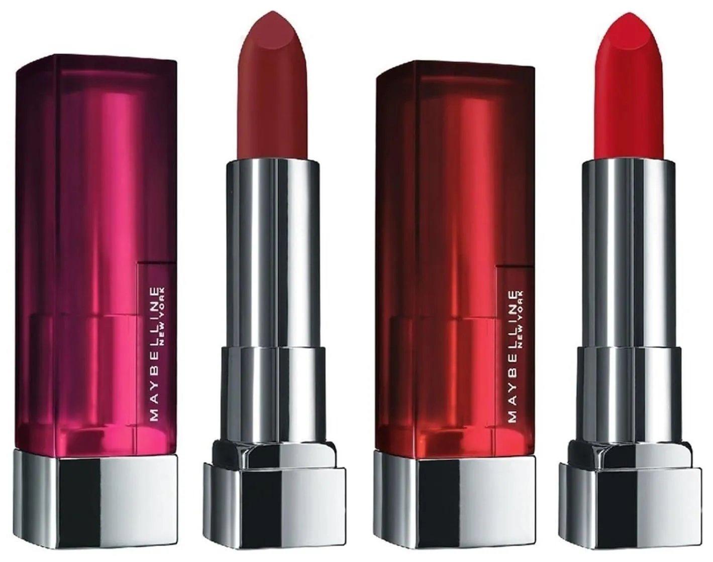 Maybelline New York Color Sensational Creamy Matte Lipstick, 696 Burgundy Blush, 3.9g & Maybelline New York Color Sensational Creamy Matte Lipstick, 640 Red Liberation, 3.9g