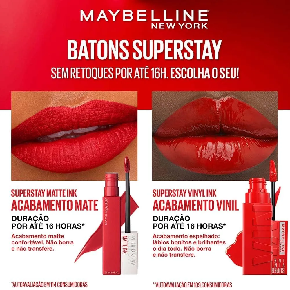 Maybelline Superstay Vinyl Ink Liquid Lipstick - Longwear Glossy Cranberry Red (0.14 Fl Oz)