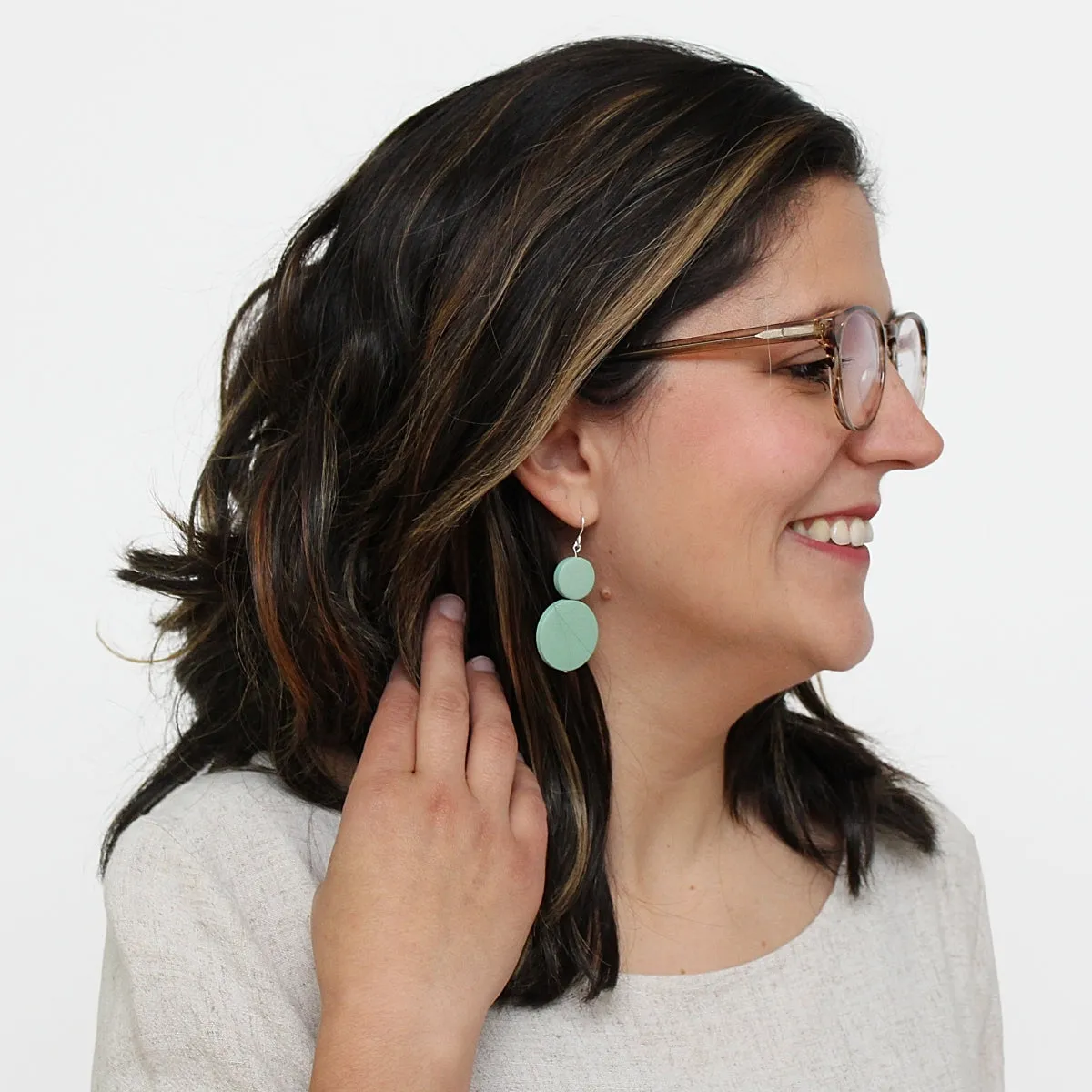 Mint Double Bead Sarah Earrings