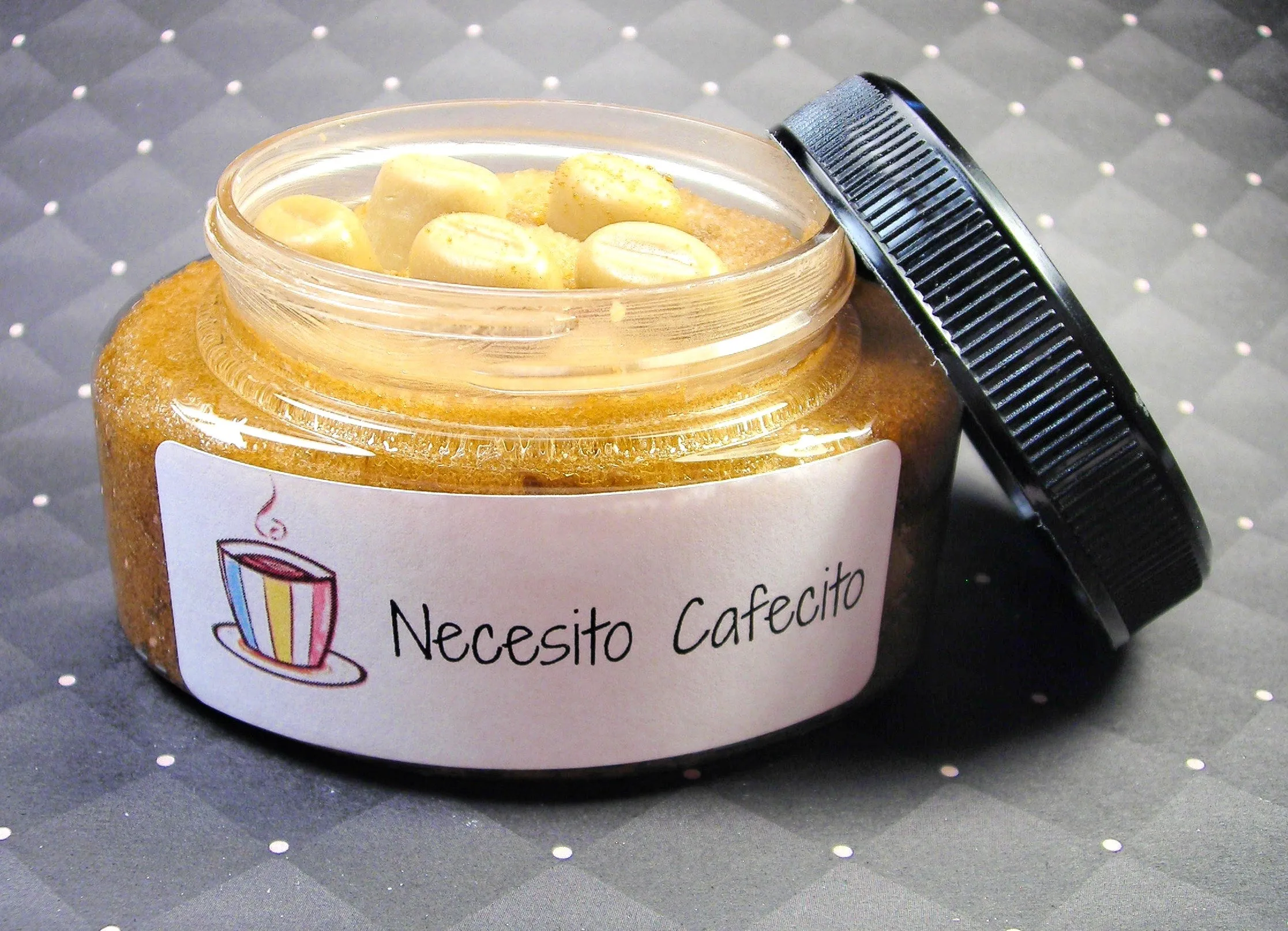 Necesito Cafecito body sugar scrub with coffee beans soap part of our Latina line