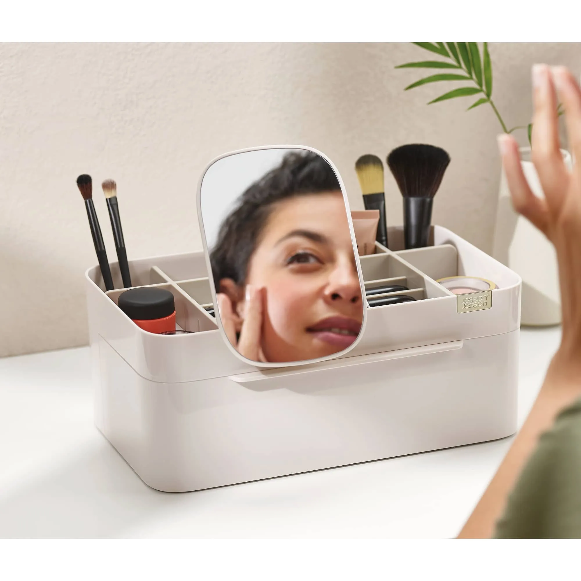 (Net) Viva Large Makeup Cosmetic Organizer with Removable Mirror