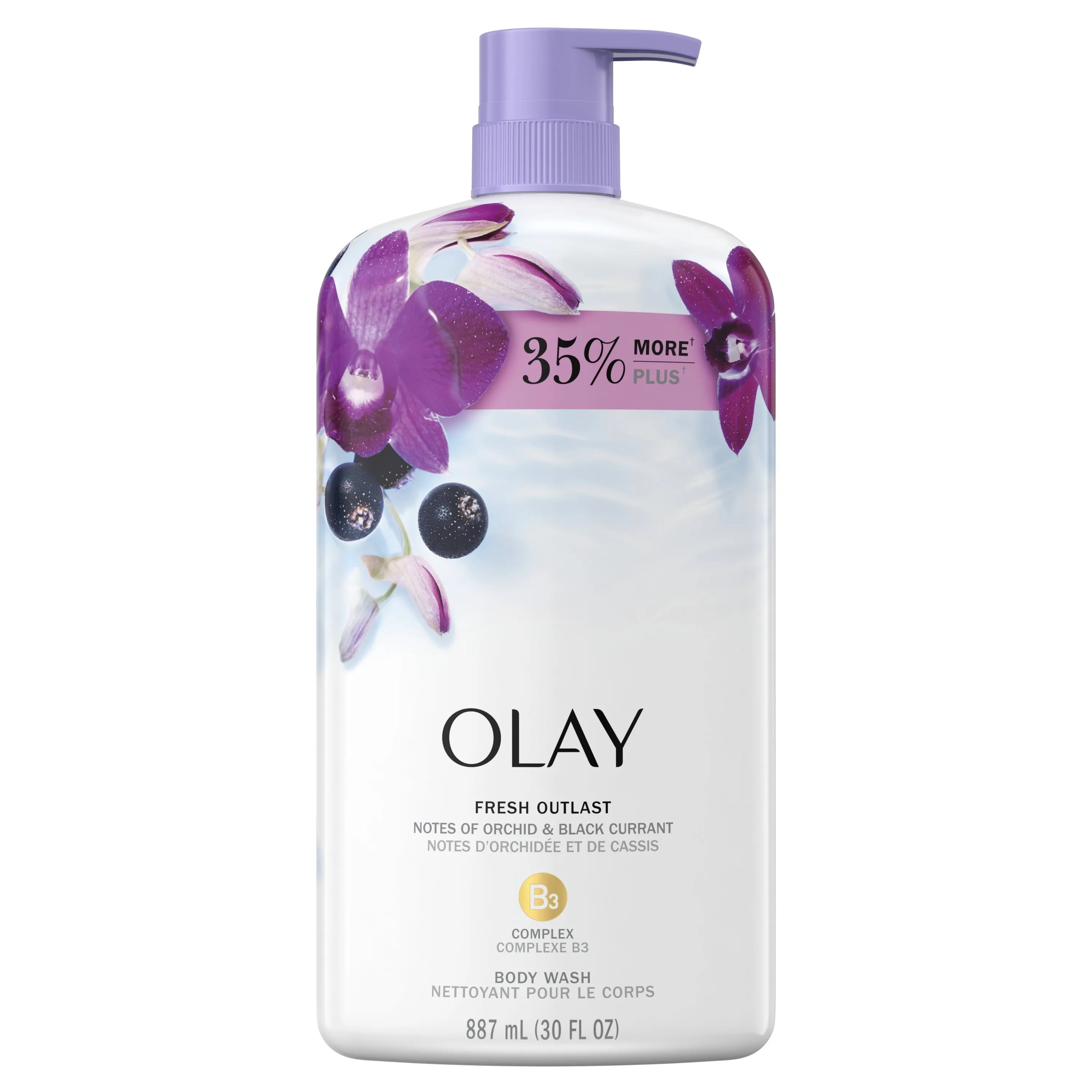 Olay Fresh Outlast Body Wash, Orchid & Black Currant, 30 fl oz