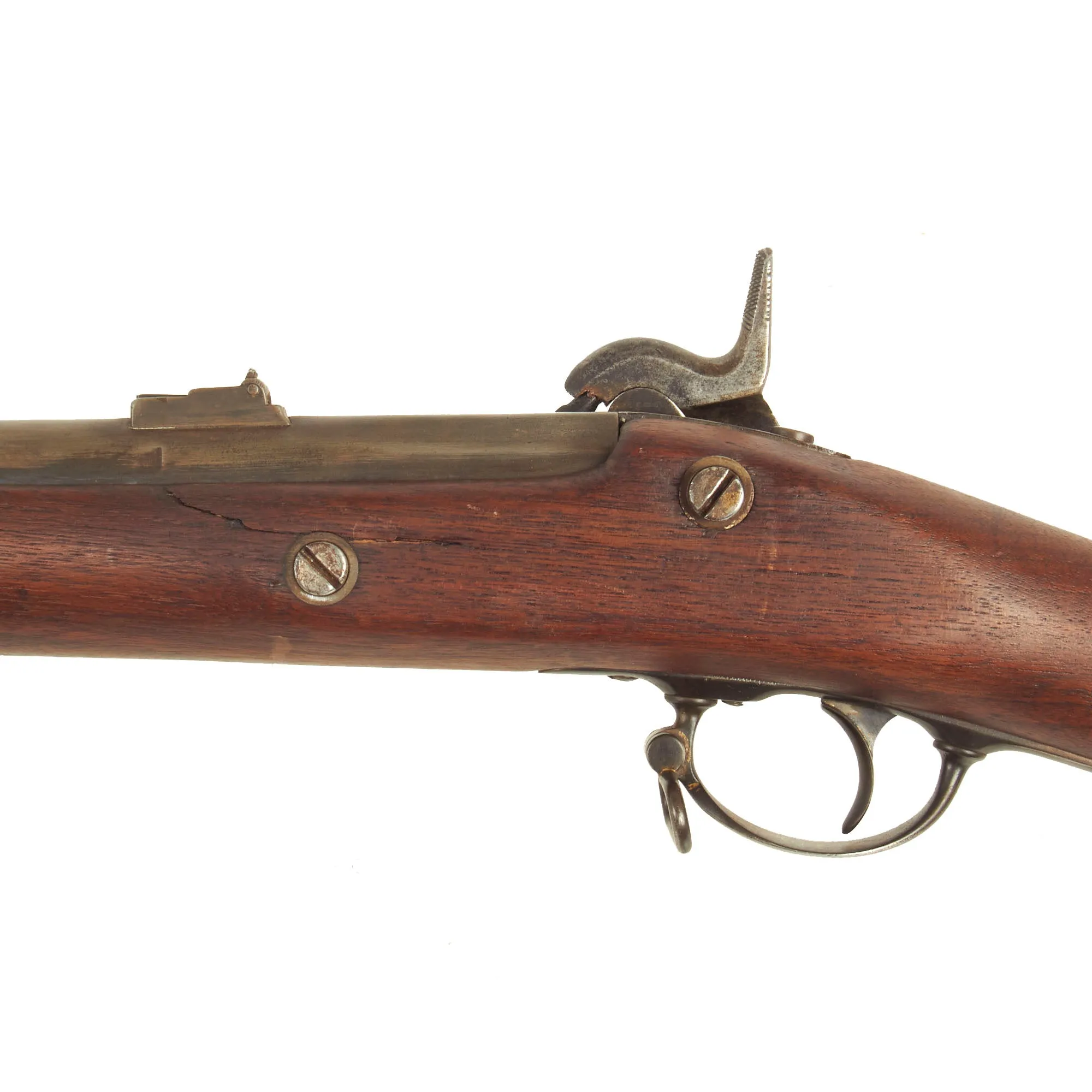 Original U.S. Civil War Springfield M1855 Rifled Musket by Harpers Ferry with Taper Primer System, Patch Box & Modified Stock - dated 1858