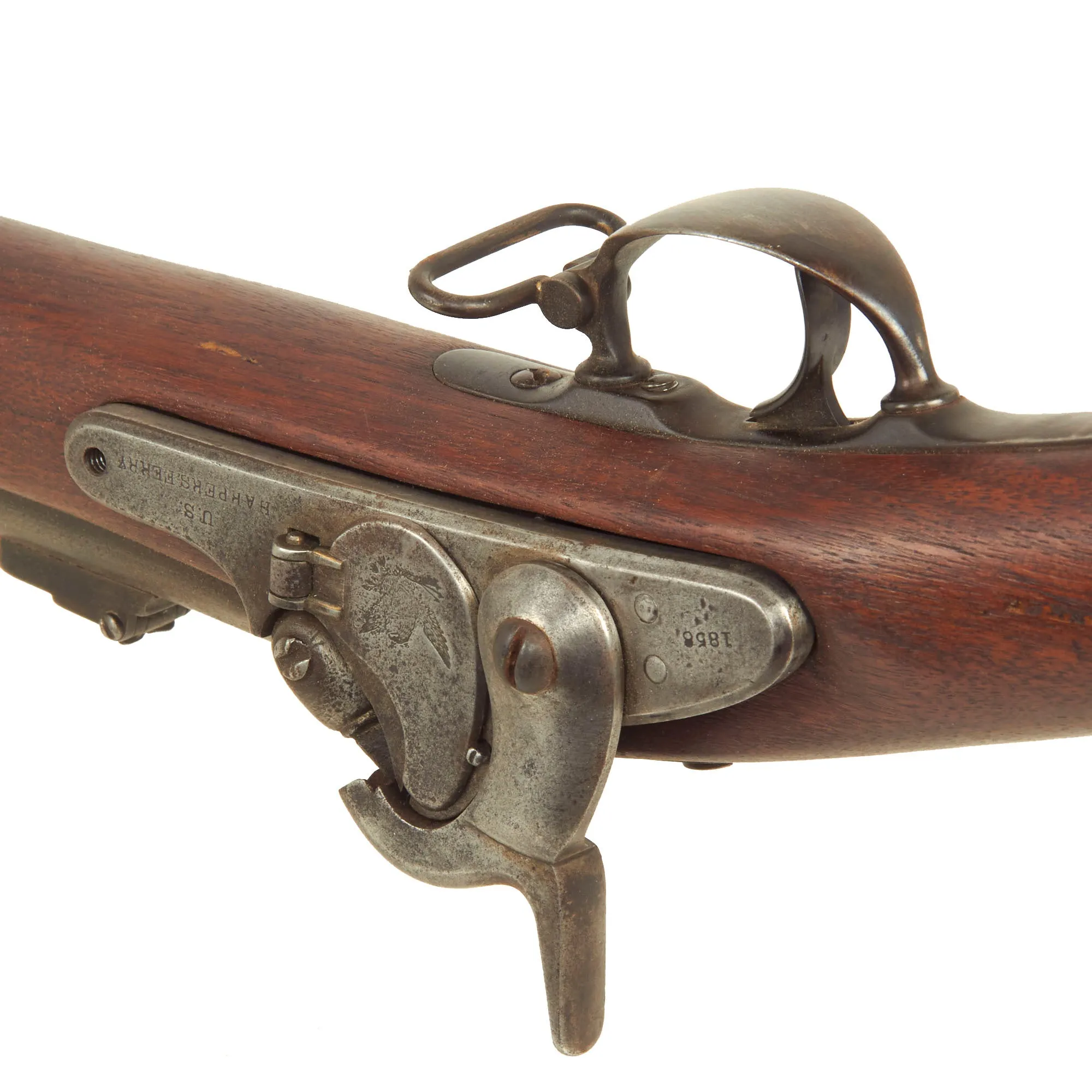 Original U.S. Civil War Springfield M1855 Rifled Musket by Harpers Ferry with Taper Primer System, Patch Box & Modified Stock - dated 1858