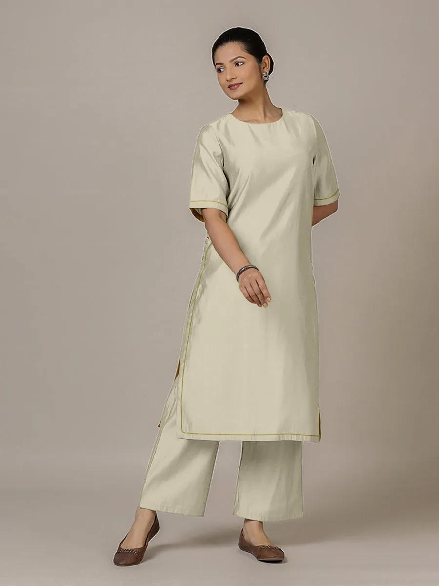 Riya x Rozaana | A Line Kurta in Ivory with Thread Work | Coords or Only Kurta