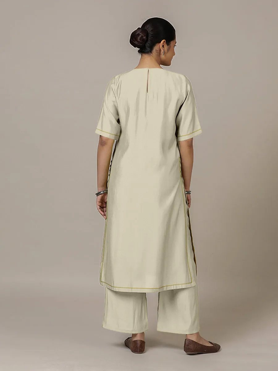 Riya x Rozaana | A Line Kurta in Ivory with Thread Work | Coords or Only Kurta