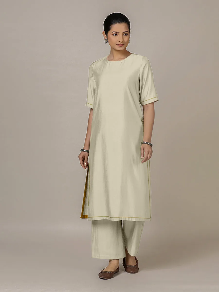 Riya x Rozaana | A Line Kurta in Ivory with Thread Work | Coords or Only Kurta