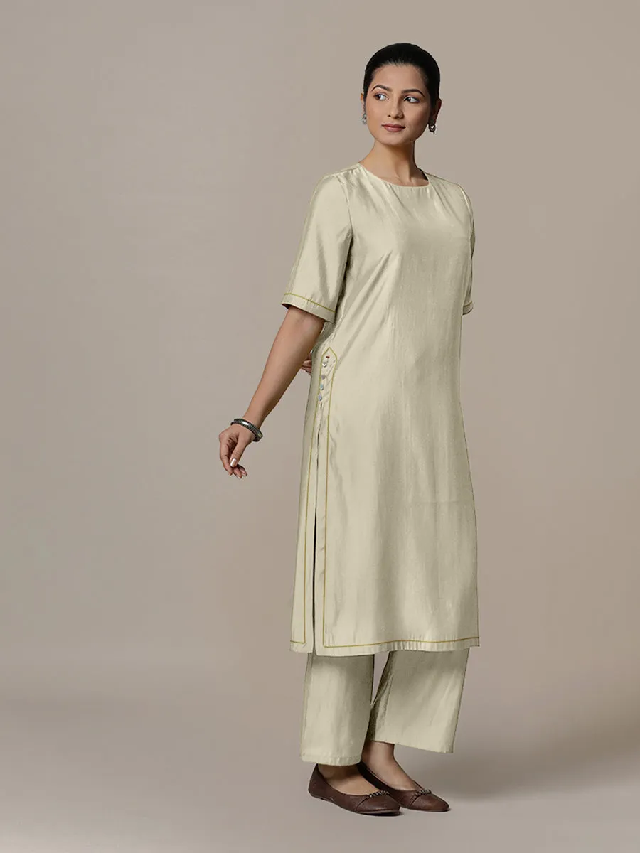 Riya x Rozaana | A Line Kurta in Ivory with Thread Work | Coords or Only Kurta