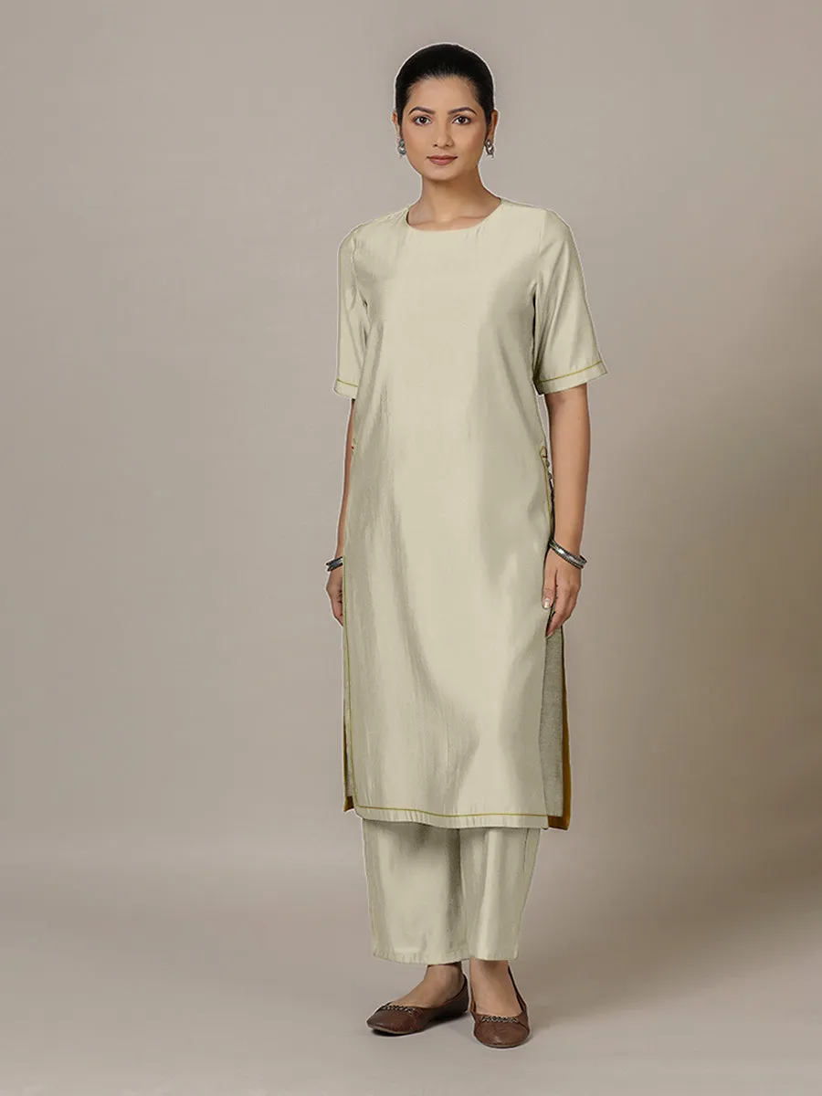 Riya x Rozaana | A Line Kurta in Ivory with Thread Work | Coords or Only Kurta