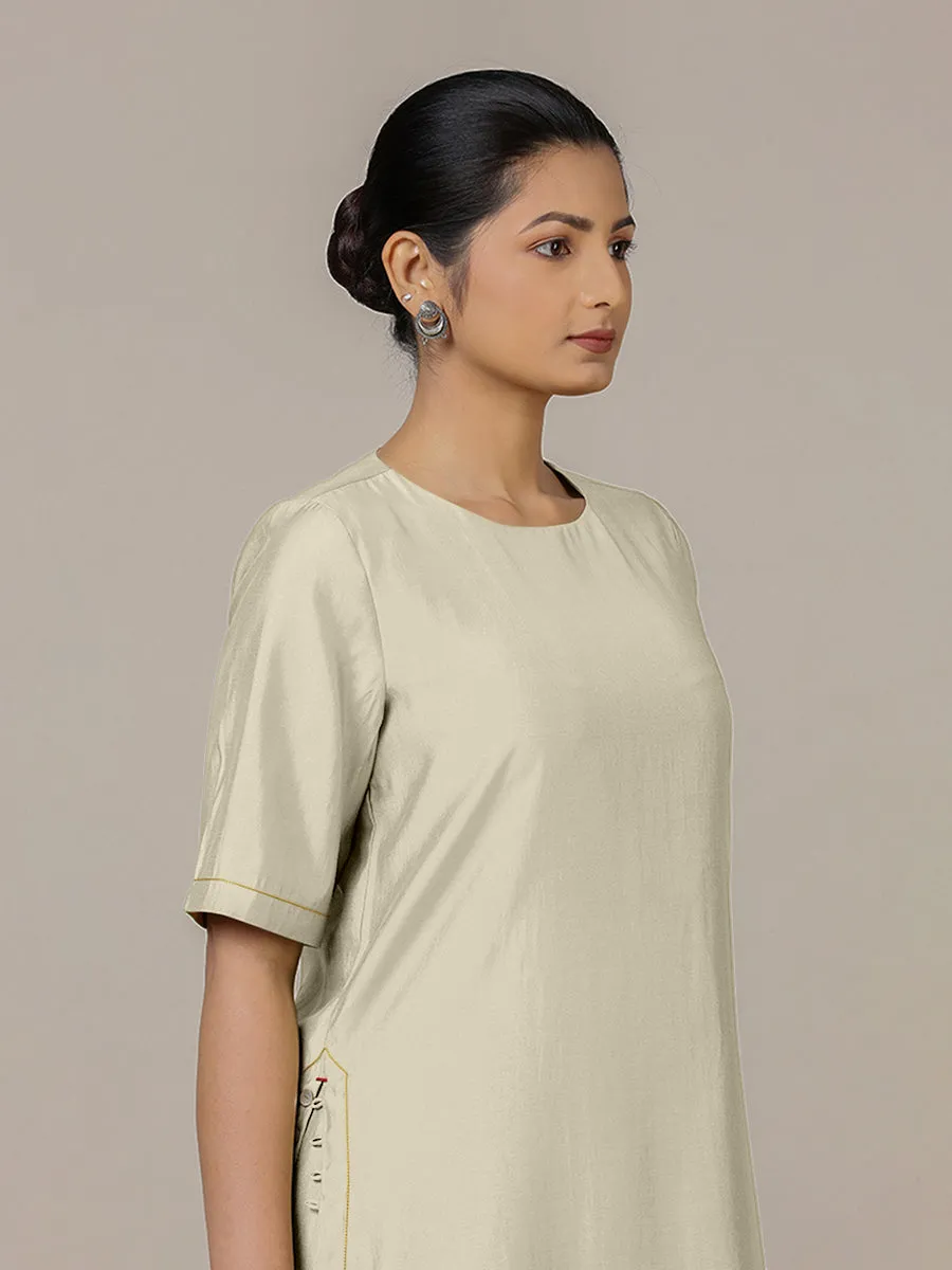 Riya x Rozaana | A Line Kurta in Ivory with Thread Work | Coords or Only Kurta