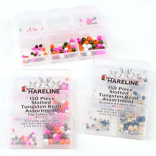 Slotted Tungsten Bead 150 Piece Assortment Hareline