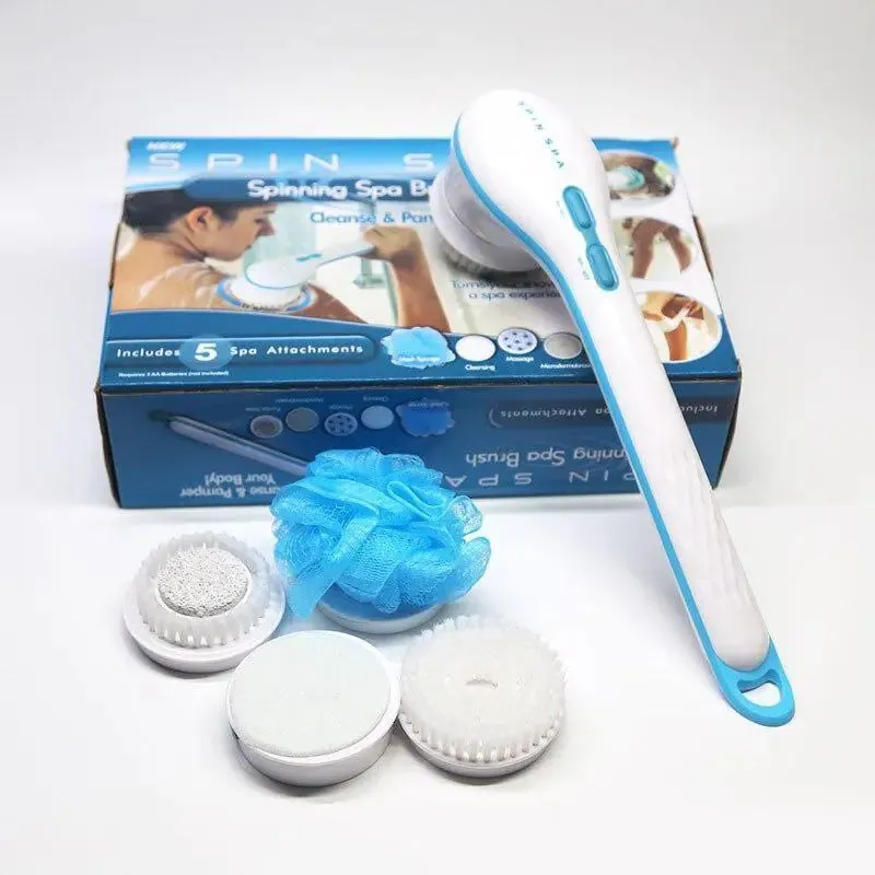 Spa Spin Body Bath Brush Massager with 5 Attachments