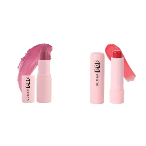 SUGAR POP Matte Lipstick - 01 Taupe (Dusty Rose) – 4.2 gm – l Lipstick for Women & SUGAR POP Nourishing Lip Balm, 4.5g - 02 Cherry (Cherry Red)