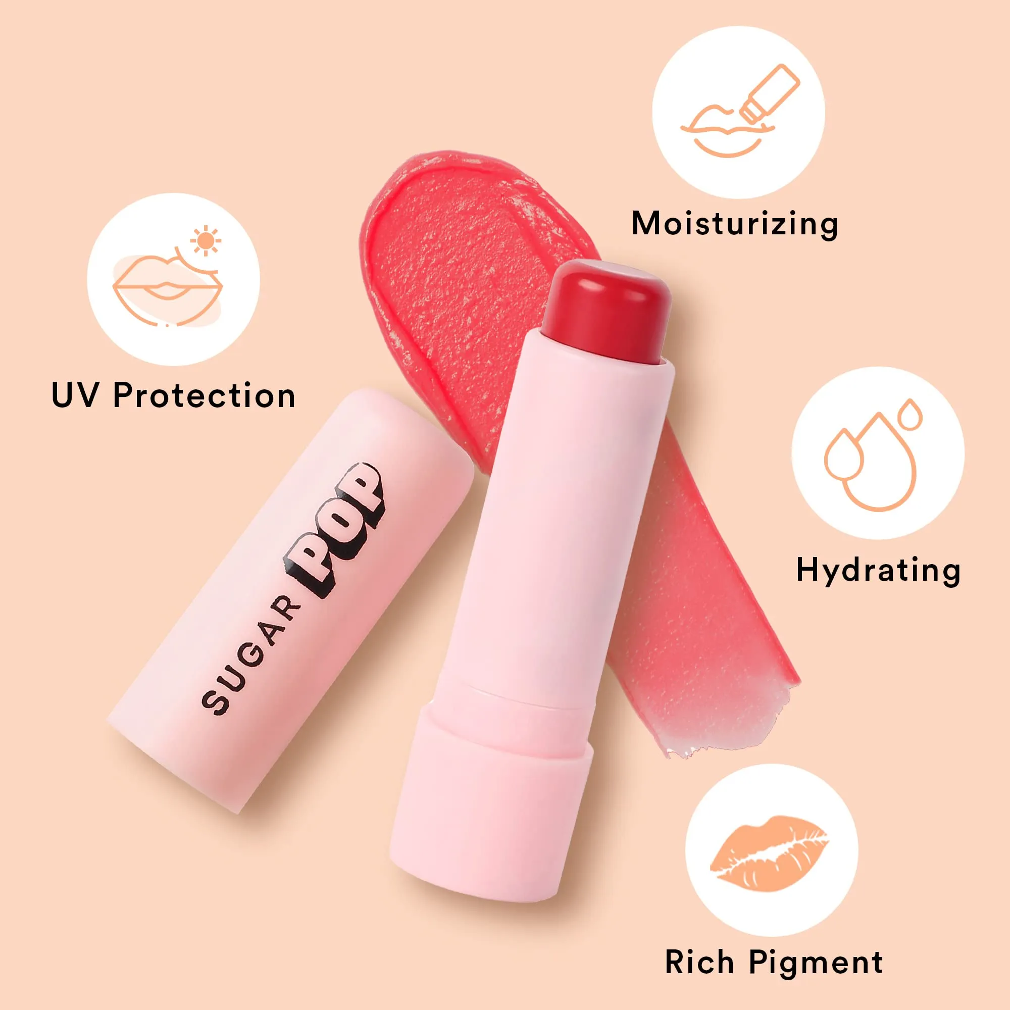 SUGAR POP Matte Lipstick - 01 Taupe (Dusty Rose) – 4.2 gm – l Lipstick for Women & SUGAR POP Nourishing Lip Balm, 4.5g - 02 Cherry (Cherry Red)