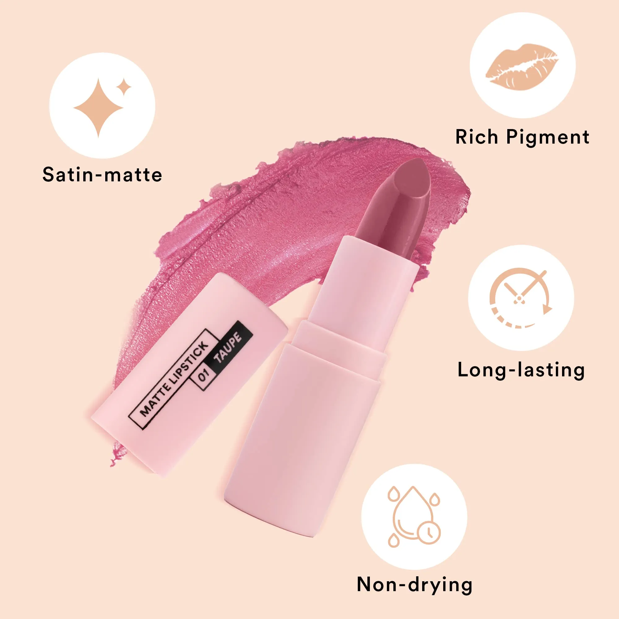 SUGAR POP Matte Lipstick - 01 Taupe (Dusty Rose) – 4.2 gm – l Lipstick for Women & SUGAR POP Nourishing Lip Balm, 4.5g - 02 Cherry (Cherry Red)