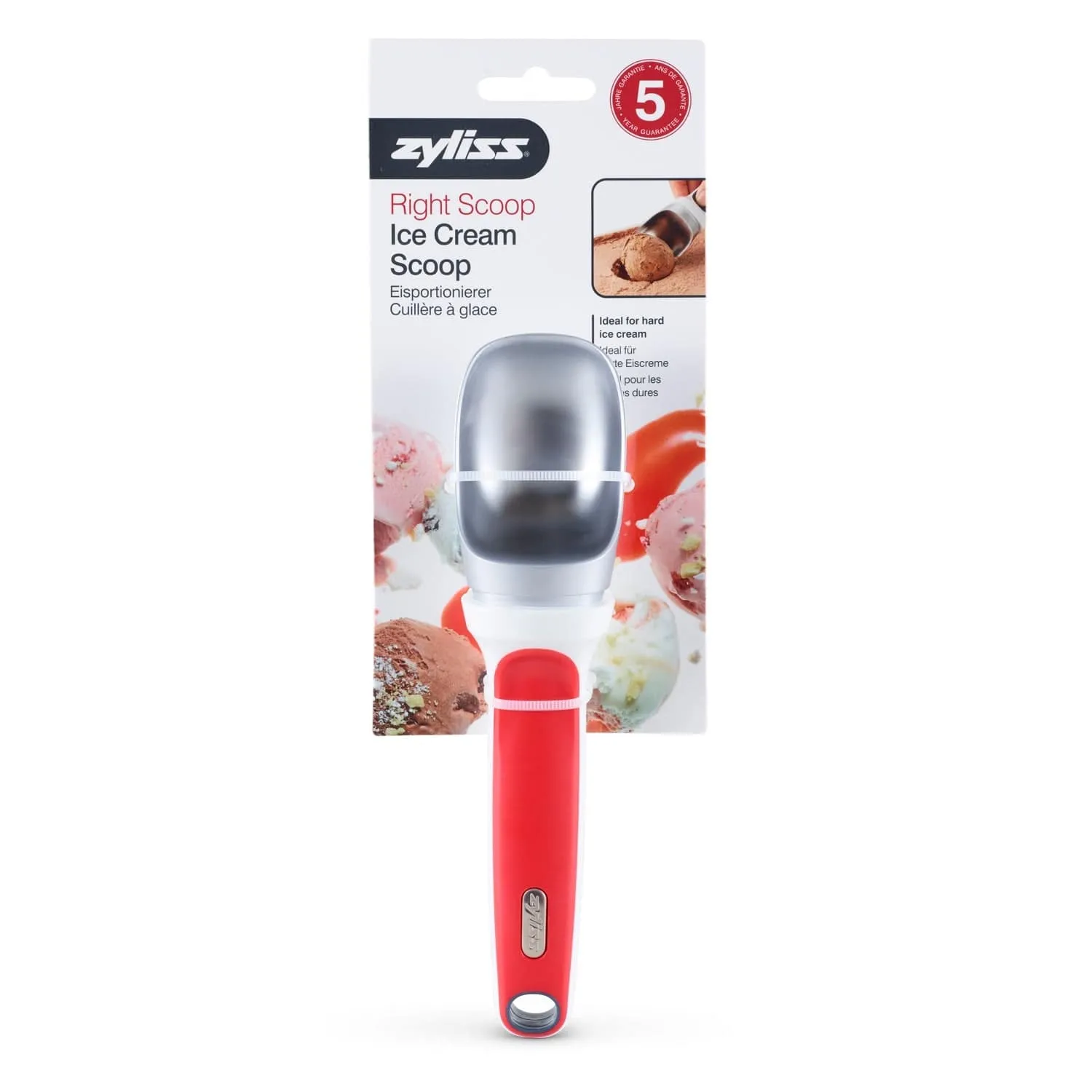 Zyliss Right Scoop Ice Cream Scoop, Red